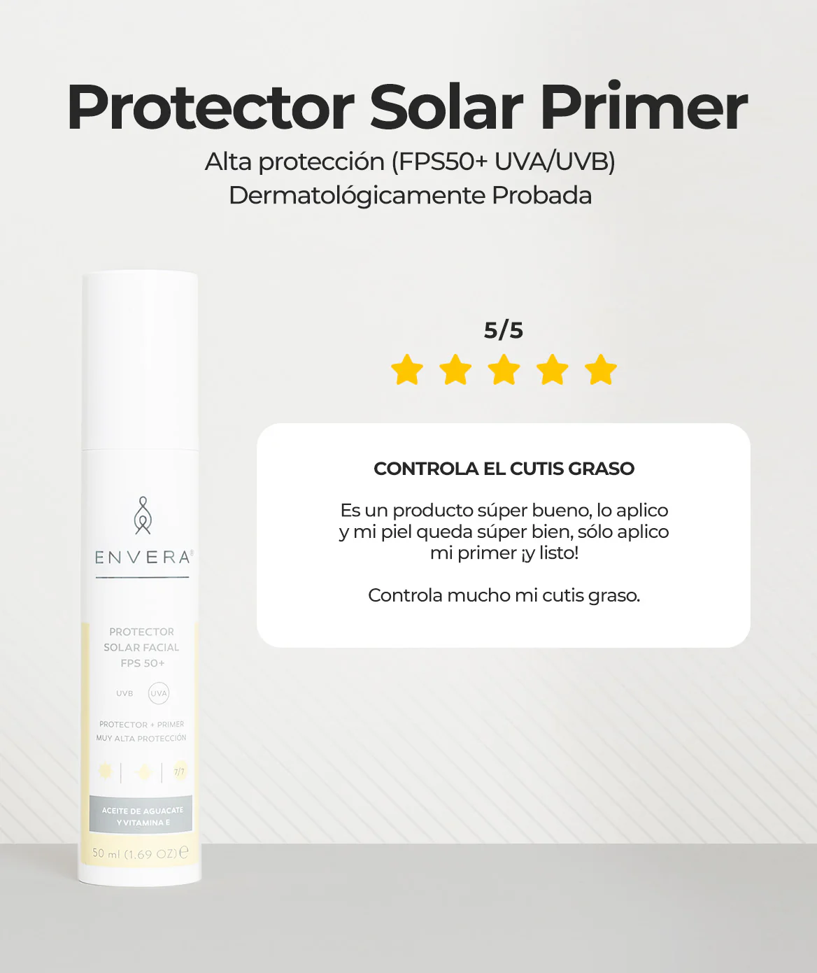 Protector Solar para Pieles Sensibles FPS 50+ UVA/UVB Efecto Primer (sin color) – ENVERA - Image 2